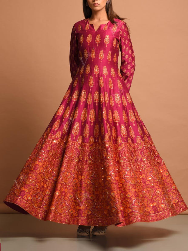 Maroon Vasansi Silk Gown