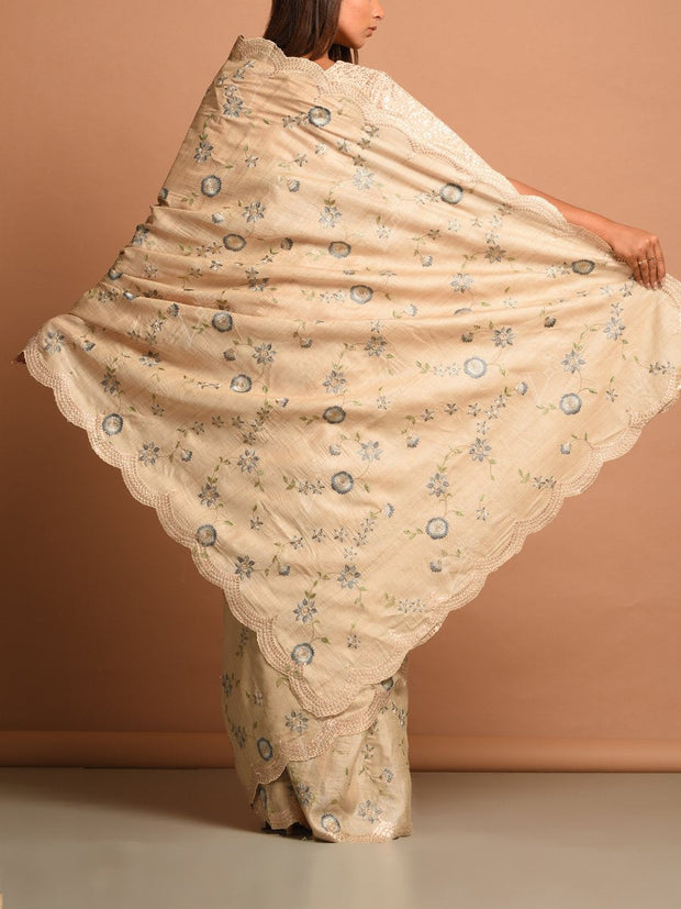 Off White Tussar Saree