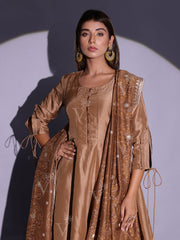 Brown Vasansi Silk Peplum and Palazzo Set