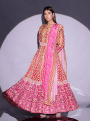 Pink Vasansi Silk Printed Anarkali Gown