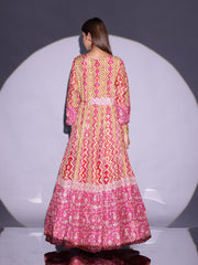 Pink Vasansi Silk Printed Anarkali Gown