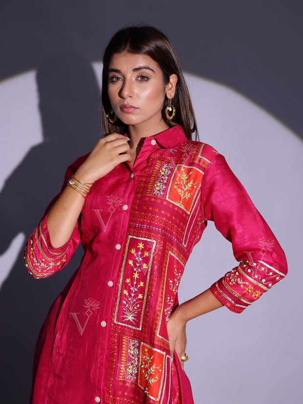 Ruby Pink Vasansi Silk Co-Ord Set