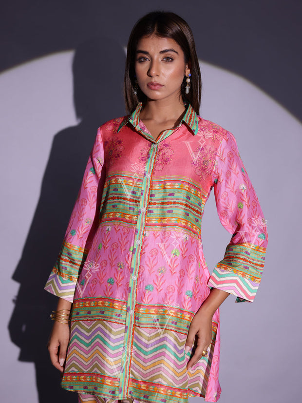 Multi Color Vasansi Silk Co-ord Set