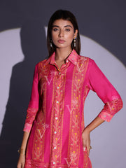 Fuscia Pink Vasansi Silk Printed Co-ord Set