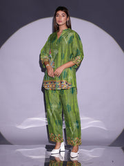 Olive Green Vasansi Silk Printed Co-ord Set