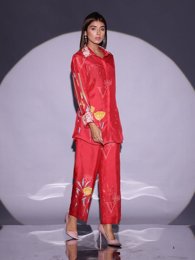 Red Vasansi Silk Co-ord Set