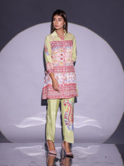 Mint Green and Brown Printed Vasansi Silk Co-ord Set