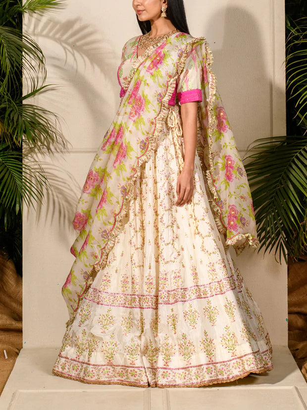 Ivory Vasansi Silk Lehenga Set