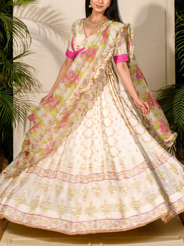 Ivory Vasansi Silk Lehenga Set