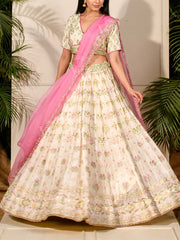 Off White Vasansi Silk Lehenga Set