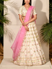 Off White Vasansi Silk Lehenga Set