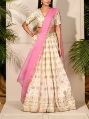 Off White Vasansi Silk Lehenga Set