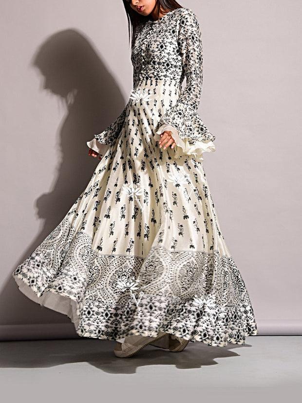 Anarkali, Anarkalis, Printed, Gown, Gowns, Long Dress, Floor Length, Silk