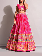 Pink Bandhani Lehenga Set