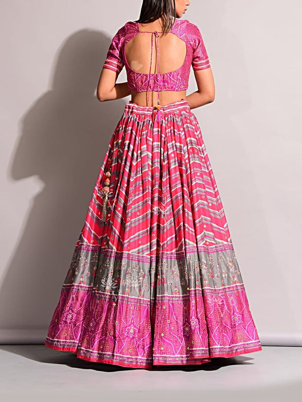 Pink Vasansi Signature Leheriya Lehenga