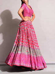 Pink Vasansi Signature Leheriya Lehenga