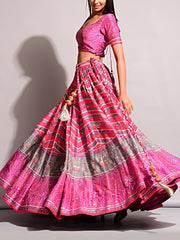 Pink Vasansi Signature Leheriya Lehenga