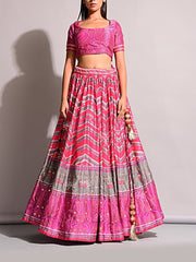 Pink Vasansi Signature Leheriya Lehenga