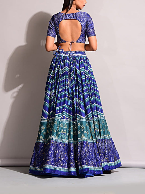 Blue Vasansi Signature Leheriya Lehenga