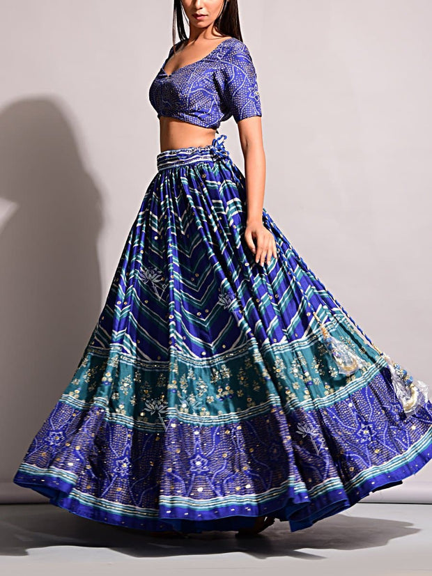 Blue Vasansi Signature Leheriya Lehenga