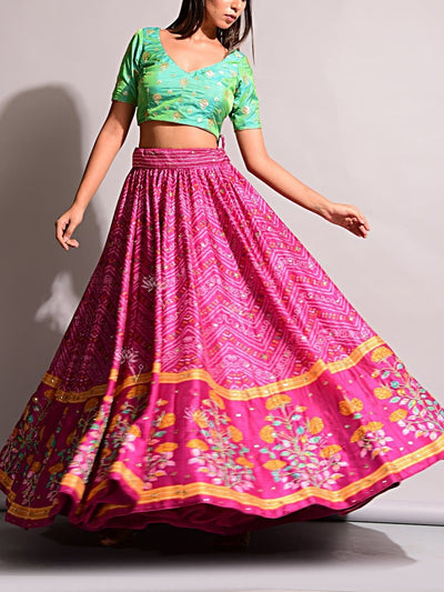 Pink Bandhani Lehenga Set