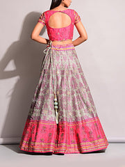 Grey Bandhani Lehenga Set