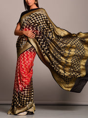 Black And Red Shaded Gaht Chola Saree