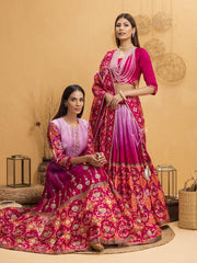 Pink Ombre Silk Patola Lehenga