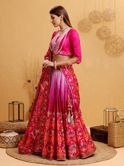 Pink Ombre Silk Patola Lehenga