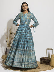 Anarkali, Anarkalis, Gown, Gowns, Party Wear, Traditional Wear, Silk, Printed, Floor Length