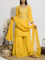 Sun Yellow Gota Patti Sharara Set