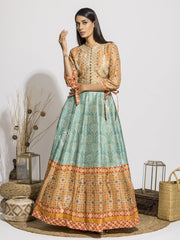 Sage Green Silk  Anarkali Gown