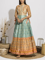 Sage Green Silk  Anarkali Gown