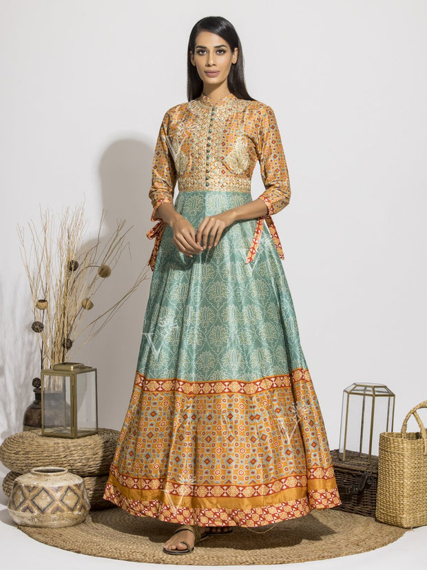 Anarkali, Anarkalis, Gown, Gowns, Party Wear, Traditional Wear, Silk, Printed, Floor Length