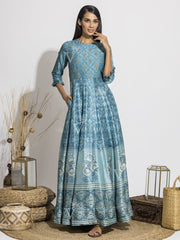 Anarkali, Anarkalis, Gown, Gowns, Party Wear, Traditional Wear, Silk, Printed, Floor Length