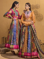 Handcrafted Multi Color Silk Anarkali Gown