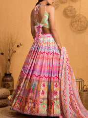 Baby Pink Vasansi Signature Leheriya Lehenga Set