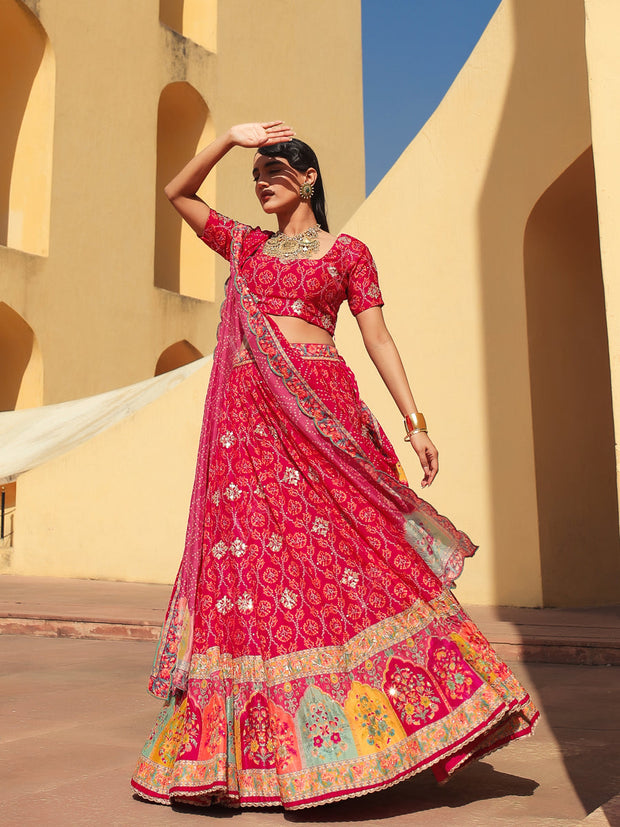 Signature Bandhej Lehenga - Mimosa Dreams