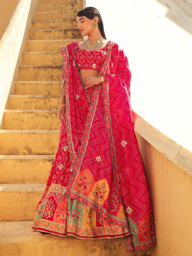 Signature Bandhej Lehenga - Mimosa Dreams