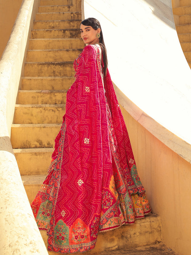 Signature Bandhej Lehenga - Mimosa Dreams