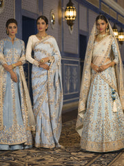 Denim Blue Raw Silk Lehenga Choli