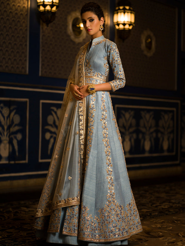 Denim Blue Anarkali Lehenga