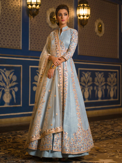 Denim Blue Anarkali Lehenga