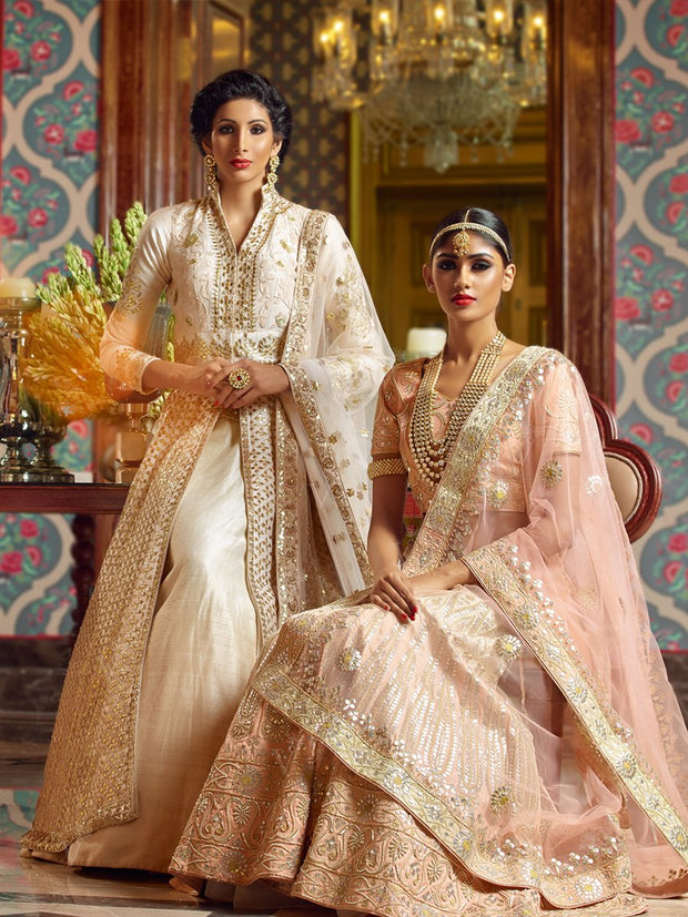 Beige Raw Silk Lehenga - 2016