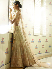 Beige Raw Silk Lehenga - 2016