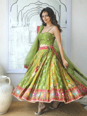 Green Vasansi Silk Short Lehenga