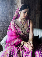 Purple Raw Silk Lehenga Set